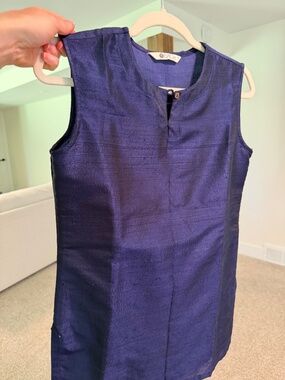 Indigo Blue Dupioni Silk Top